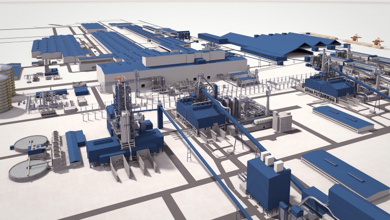 Hüttenwerksplanung für Primetals Augmented RScreenshot aus Konzeptanimation eines gesamten Hüttenwerks